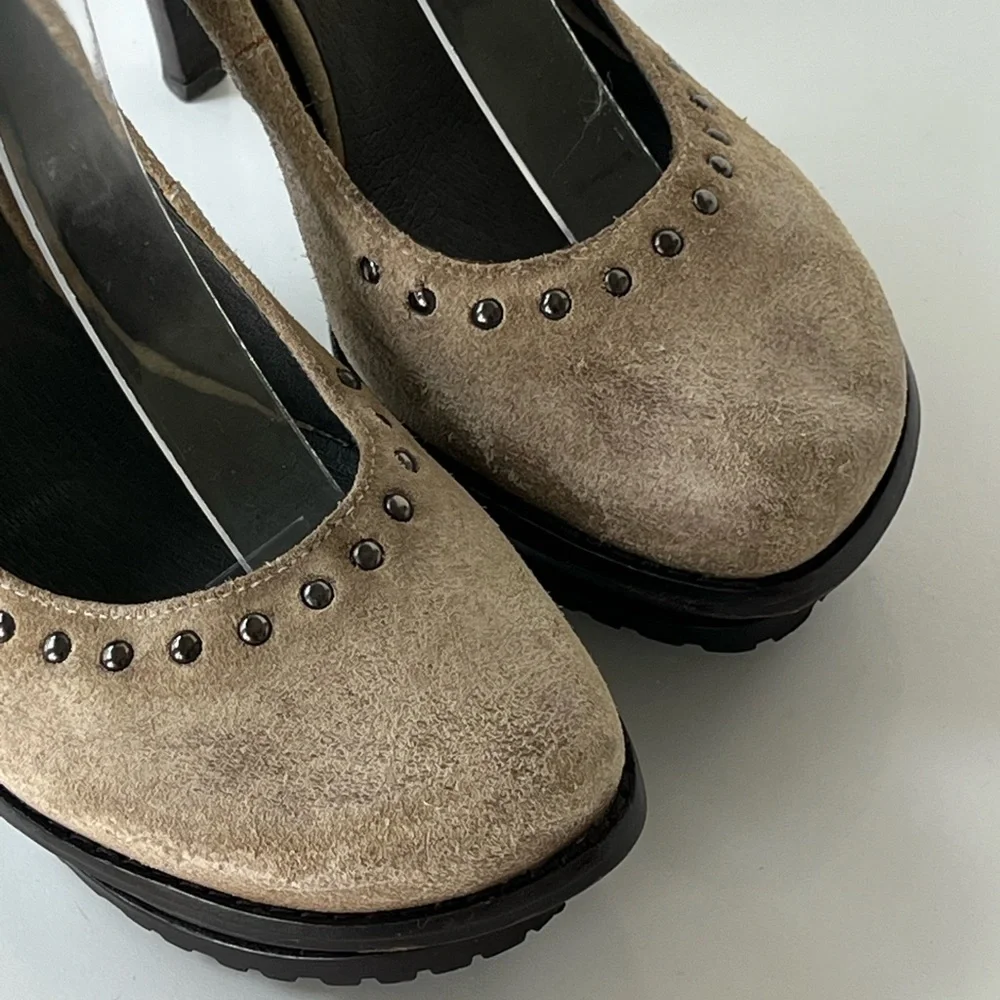 Lisa for Donald j Pliner Leather Platform Pumps with Studded Ankle Strap Size 8